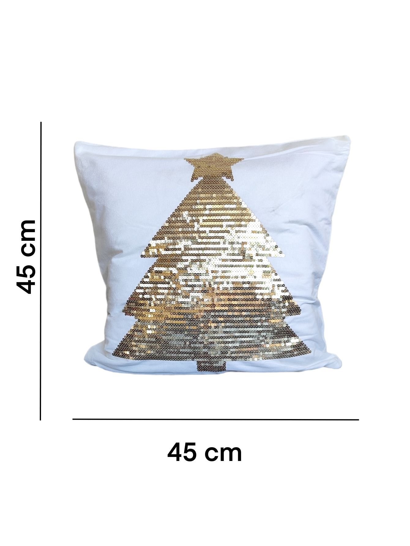 Capa de Almofada Natalina Àrvore de Natal Paetê 45x45:Dourado - 2