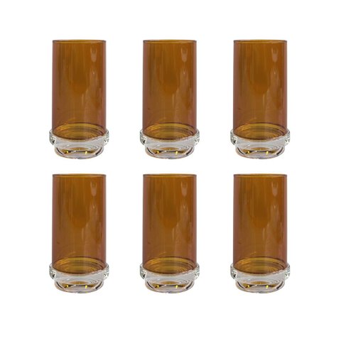 Conjunto 6 Copos em Vidro Âmbar com Base em Cristal 520ml Bj0039 Btc