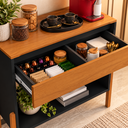 Ver imagem 3 de Aparador Buffet Líbano 90cm com Gaveta e Prateleira Pés Madeira Maciça Preto Nature