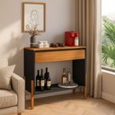 Ver imagem 2 de Aparador Barzinho Cantinho do Café Pés Modernos Madeira Preto/Nature Lyba