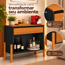Ver imagem 2 de Aparador Buffet Líbano 90cm com Gaveta e Prateleira Pés Madeira Maciça Preto Nature