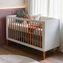 Ver imagem 1 de Berço Evolutivo 2 em 1 Vira Mini Cama Branco com Nogueira
