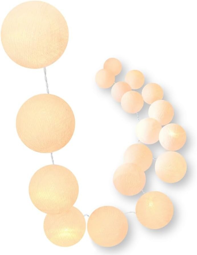 Bolinhas de Luz Cormilu Led, À Pilha, 35 Bolas, 4.2m, (off White Bege)
