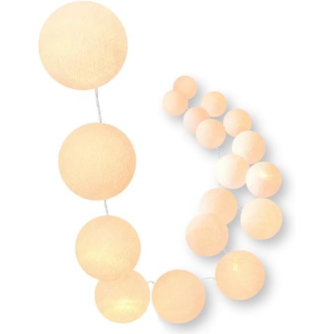 Bolinhas de Luz Cormilu Led, À Pilha, 35 Bolas, 4.2m, (off White Bege)