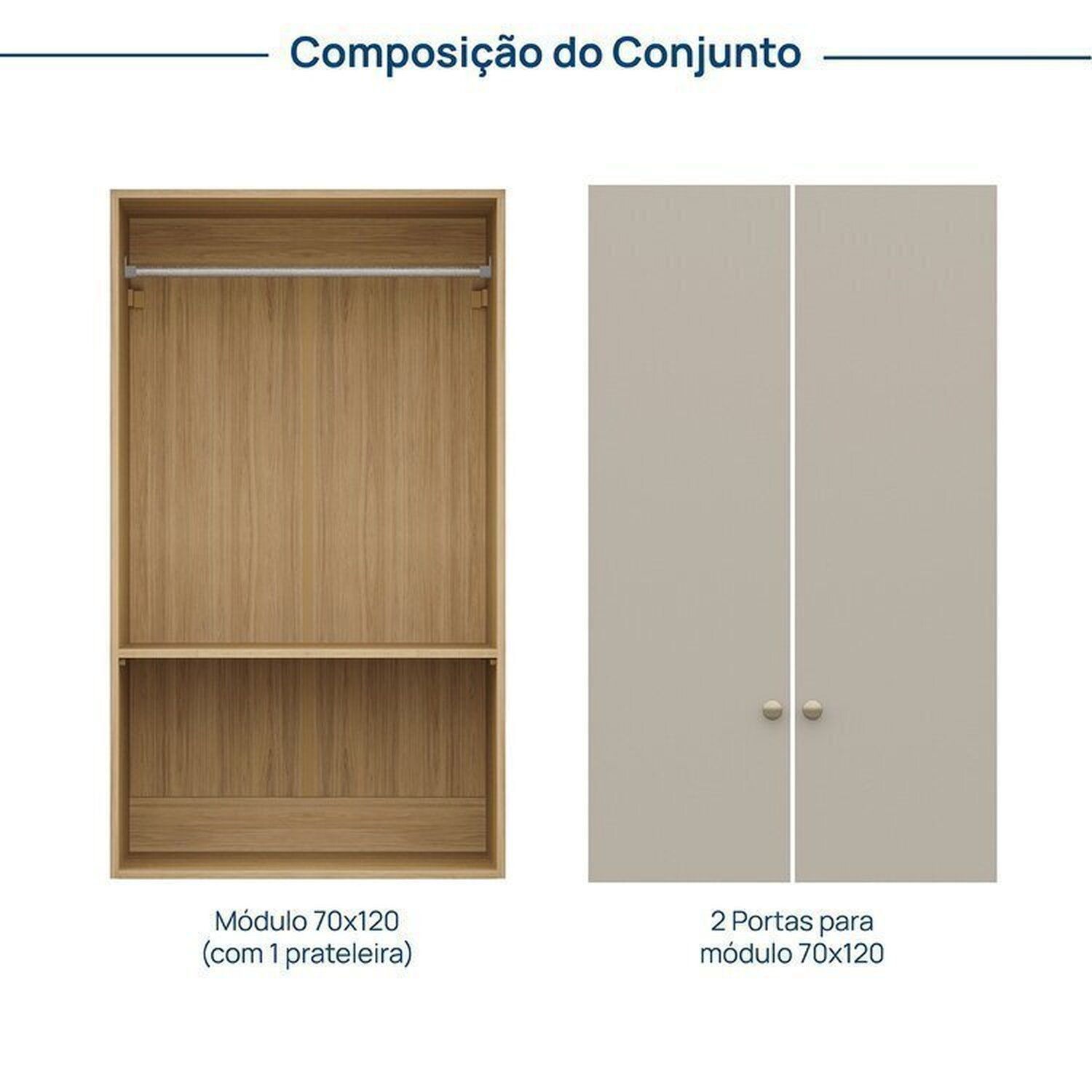 Módulo 70x120 2 Portas Frame CabeCasa MadeiraOriginals