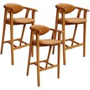 Ver imagem 1 de Kit 03 Banquetas Alta Cozinha Bancada Bar Sala de Jantar Fixa Cecília L02 Couríssimo Whisky - Lyam D