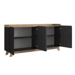 Balcão Buffet 4 Portas 200cm John - Preto - 4 Balcão Buffet 4 Portas 200cm John - Preto - 4