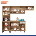 Ver imagem 2 de Cozinha Completa Compacta 4 Peças 9 Portas 1 Gaveta 3 Prateleiras MDP Marrom Madeira Cinza Preto