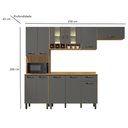 Ver imagem 3 de Cozinha Completa Compacta 4 Peças 9 Portas 1 Gaveta 3 Prateleiras MDP Marrom Madeira Cinza Preto
