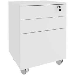 Gaveteiro para Escritório 3 Gavetas com Chave e Rodízios Branco - 1 Gaveteiro para Escritório 3 Gavetas com Chave e Rodízios Branco - 1