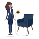 Ver imagem 5 de Jogo 2 Poltronas Estofadas Para Quarto Closet Onix Suede Azul Marinho - LM DECOR