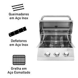 Churrasqueira a Gás de Inox Chaleur de Embutir Chaleur Grill 3 Queimadores para Bancadas - 8