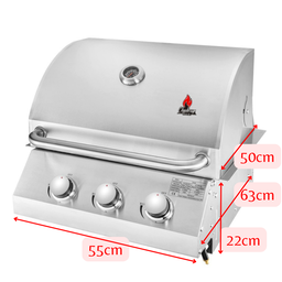 Churrasqueira a Gás de Inox Chaleur de Embutir Chaleur Grill 3 Queimadores para Bancadas - 2