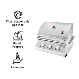 Churrasqueira a Gás de Inox Chaleur de Embutir Chaleur Grill 3 Queimadores para Bancadas - 4
