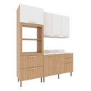 Ver imagem 2 de Cozinha Compacta Tulipa 170cm 6 Portas 5 Gavetas Freijó/mármore Branco Cz1103 Cor: Freijó/branco