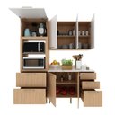 Ver imagem 3 de Cozinha Compacta Tulipa 170cm 6 Portas 5 Gavetas Freijó/mármore Branco Cz1103 Cor: Freijó/branco