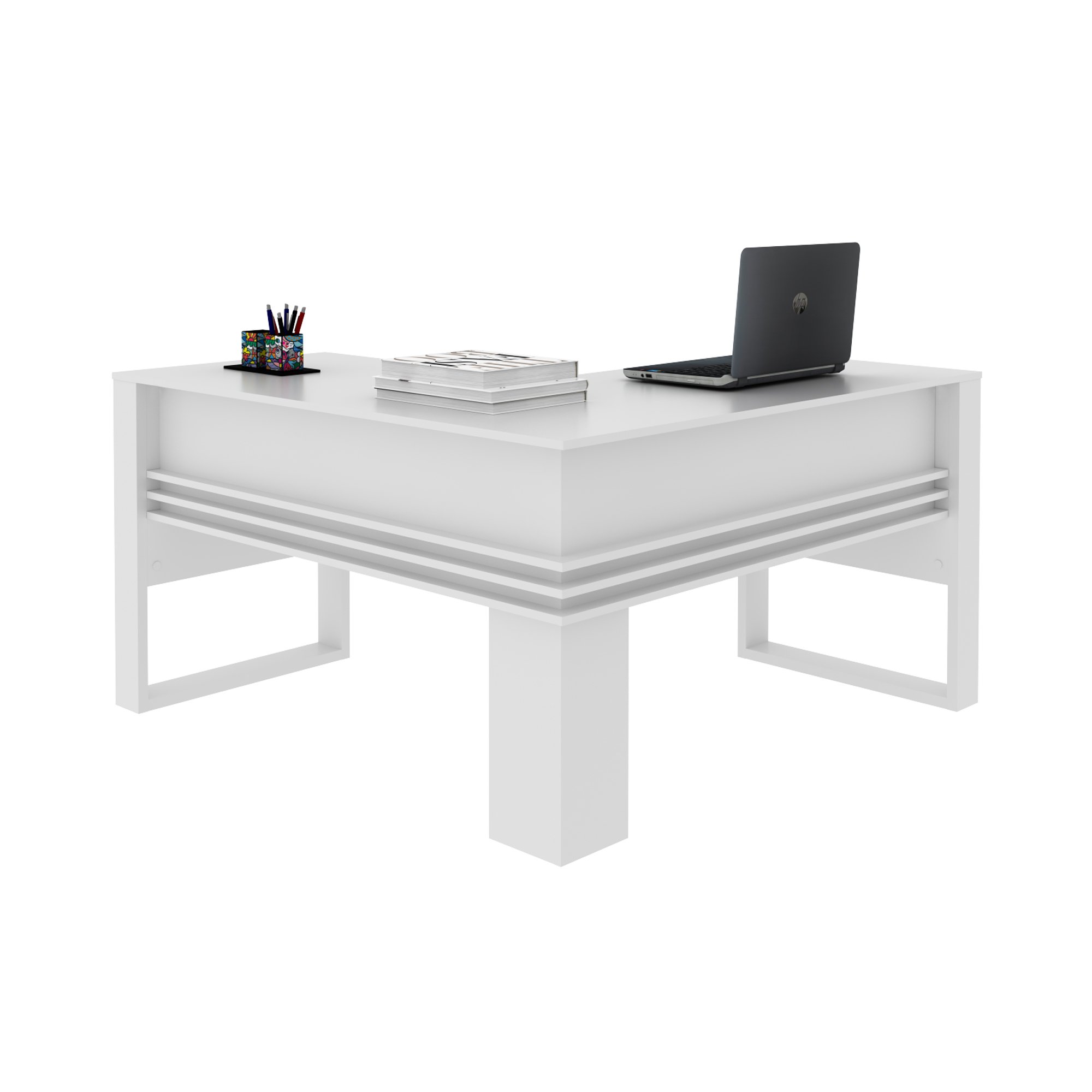 Mesa para Escritório 136cm em L com Detalhe Ripado ME4145 - 3