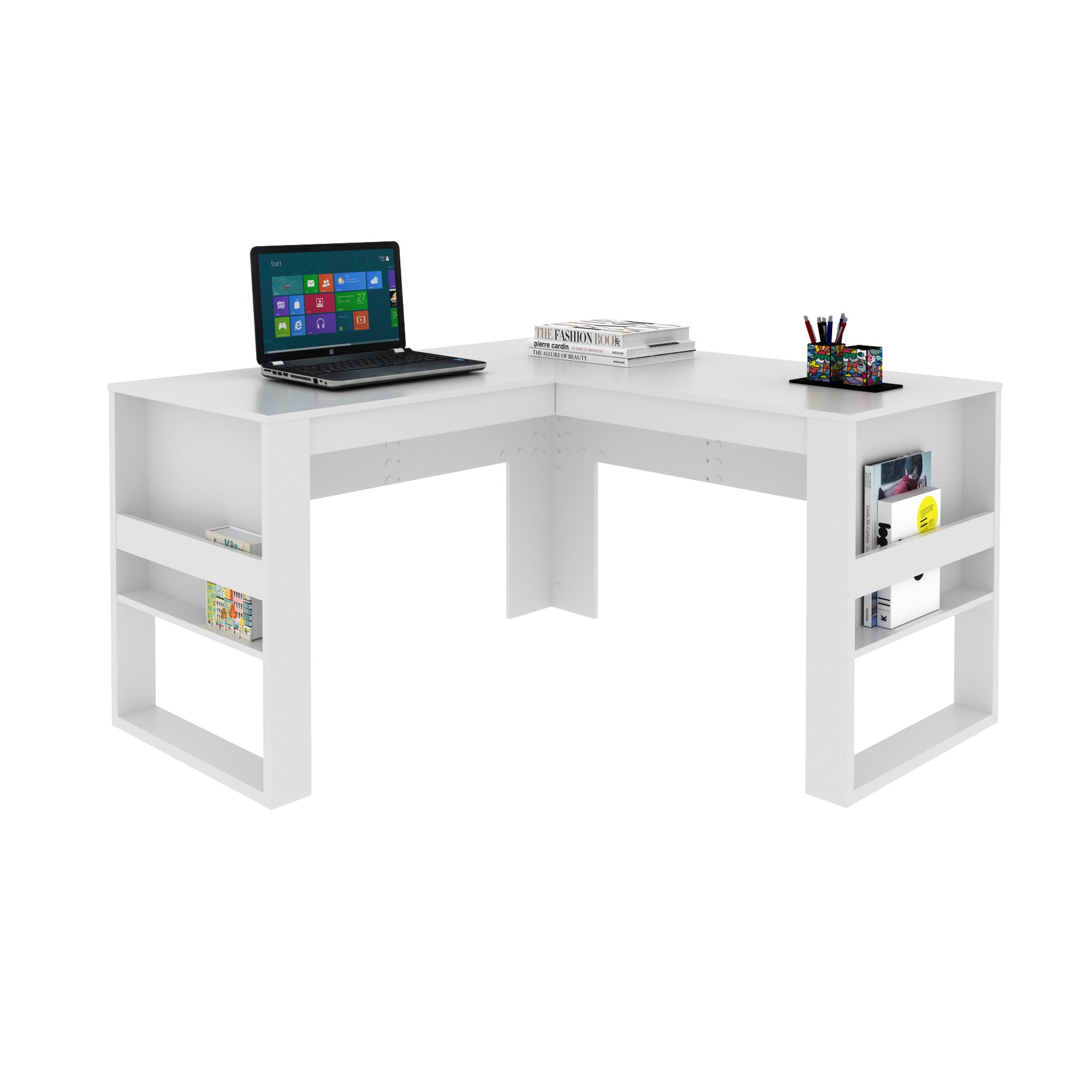 Mesa para Escritório 136cm em L com Detalhe Ripado ME4145 - 7