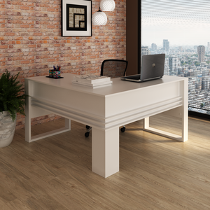 Mesa para Escritório 136cm em L com Detalhe Ripado ME4145