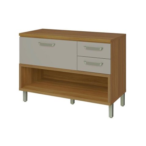 Balcão de Cozinha Princesa P-pia 1porta e 2gavetas C- Tampo 120cm Freijo-off White - Nesher