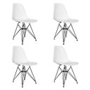 Ver imagem 3 de Mesa Jantar Eames de Ferro Preto Tampo Redondo 90cm Vidro 4 Cadeiras Brancas
