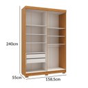 Ver imagem 5 de Guarda-Roupa Solteiro Torino com Espelho 4 Portas 2 Gavetas 100% MDF Marrom/Cerejeira