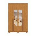 Ver imagem 2 de Guarda-Roupa Solteiro Torino com Espelho 4 Portas 2 Gavetas 100% MDF Marrom/Cerejeira