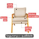 Ver imagem 7 de Kit 2 Poltrona Sala Decorativa Stella Estofada Veludo Gelo Base Madeira Castanho - Arkell