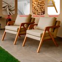 Ver imagem 5 de Kit 2 Poltrona Sala Decorativa Stella Estofada Veludo Gelo Base Madeira Castanho - Arkell