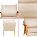 Ver mais imagens de Kit 2 Poltrona Sala Decorativa Stella Estofada Veludo Gelo Base Madeira Castanho - Arkell