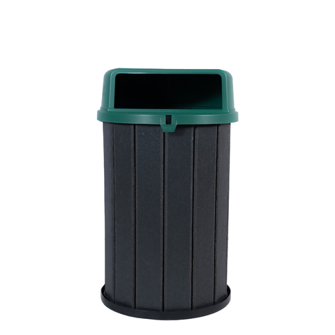 Lixeira Madeira Plástica 100 Litros - 70 Cm:cinza/verde