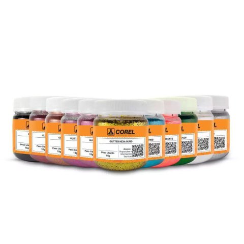 Kit com 11 Cores Pigmentos Glitter