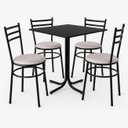 Ver imagem 1 de Conjunto Mesa Preta 70x70cm Tampo Preto com 4 Cadeiras Epoxi