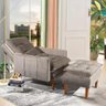 Poltrona Reclinável Com Puff Veludo Bege Veneza Boutique Konforto - 1