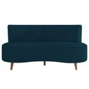 Ver mais imagens de Sofá 2 Lugares para Sala Living 135cm Pés Palito Korah K04 Veludo Azul - Mpozenato
