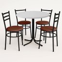 Ver imagem 1 de Mesa de Jantar Redonda 80cm Branca com 4 Cadeiras Estofada Preta