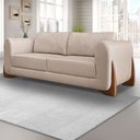 Ver imagem 1 de Kit 2 Poltronas e Sofá Living 2 Lugares 1,60m Lottus Linho Areia Pés Castanho - Pallazio