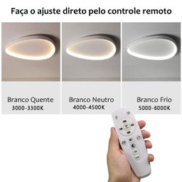 Luminaria Paflon Sobrepor Led 3 Tons Ajustavel Controle Remoto Luz Teto Iluminaçao Decoraçao Casa Sa - 5