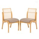Ver imagem 1 de Kit 2 Cadeiras de Madeira com Encosto em Rattan Lisboa Linho Marrom Claro L87 Rmi