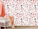 Ver imagem 1 de Papel de Parede Infantil - Círculos Rosas Arte Destaque 3 Metros