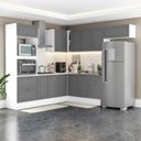 Ver imagem 1 de Cozinha Completa Modulada 8 Peças com Rodapé Pérola Yescasa Cinza/Branco