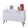 Aparador Buffet Cantinho Café Decoração Sala Jantar Estar Cozinha 4 Portas Prateleira Interna Branco - 1