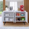 Aparador Buffet Cantinho Café Decoração Sala Jantar Estar Cozinha 4 Portas Prateleira Interna Branco - 2