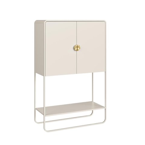 Balcão Bar 2 Portas 90cm Orgânico Pé Metal Luna Off White 28069