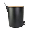 Ver imagem 4 de Lixeira de Inox Preta com Tampa de Bambu 5 Litros