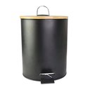 Ver imagem 3 de Lixeira de Inox Preta com Tampa de Bambu 5 Litros