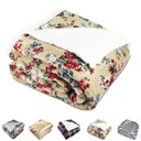 Ver imagem 2 de Cobertor Sherpa Queen Dupla Face Sherpa Toque Pele de Ovelha Carneiro - floral bege