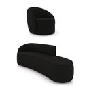 Ver imagem 1 de Sofá 4 Lugares Orgânico 220cm Morgan e Poltrona Lua Suede Preto D03 - D’Rossi