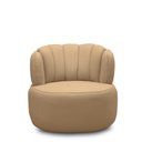 Ver imagem 3 de Conjunto Sala de Estar Decorativo Mariele Poltrona Base Giratória em Aço com Puff Couro Nude G88 - G