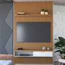 Ver imagem 1 de Painel para Tv até 60 Polegadas Apolo Ripado 1 Porta 140 Cm Nature/off White - Panorama Móveis